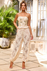 Heirloom Glow Top Beaded Chiffon Top - Beige