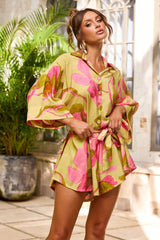 Garden Mirage Woven Playsuit - Lime