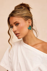 Verdant Heart Earrings - Green