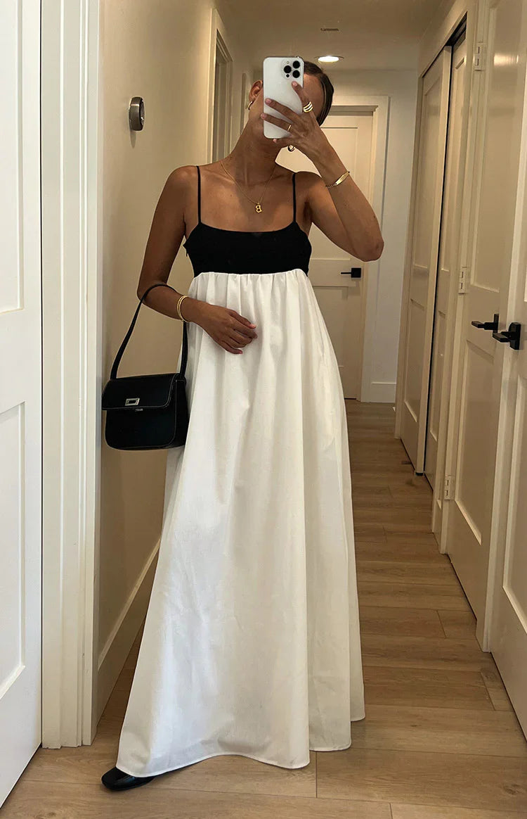Akari White Contrast Maxi Dress - PRE ORDER