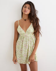 Amibeth Mini Dress in Blooming Lily Green