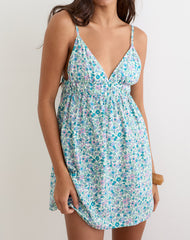 Amibeth Mini Dress in Flower Power Blue