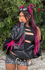 Abbi PU Black Bomber Jacket