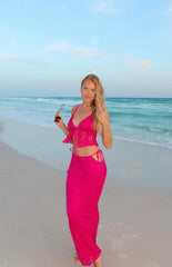Alexia Fuschia Lace Tie Up Maxi Skirt