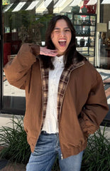All I Wanted Brown Plaid Puffer Jacket