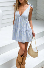 Angel Girl Blue Gingham Floral Mini Dress