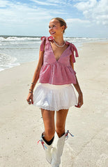 Angelica Red Gingham Tie Top