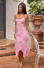 Another World Pink Sequin Midi Dress