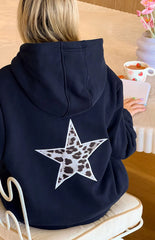 Beginning Navy Leopard Star Hoodie