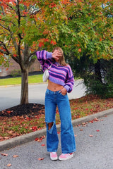 Belmont Stripe Sweater Purple