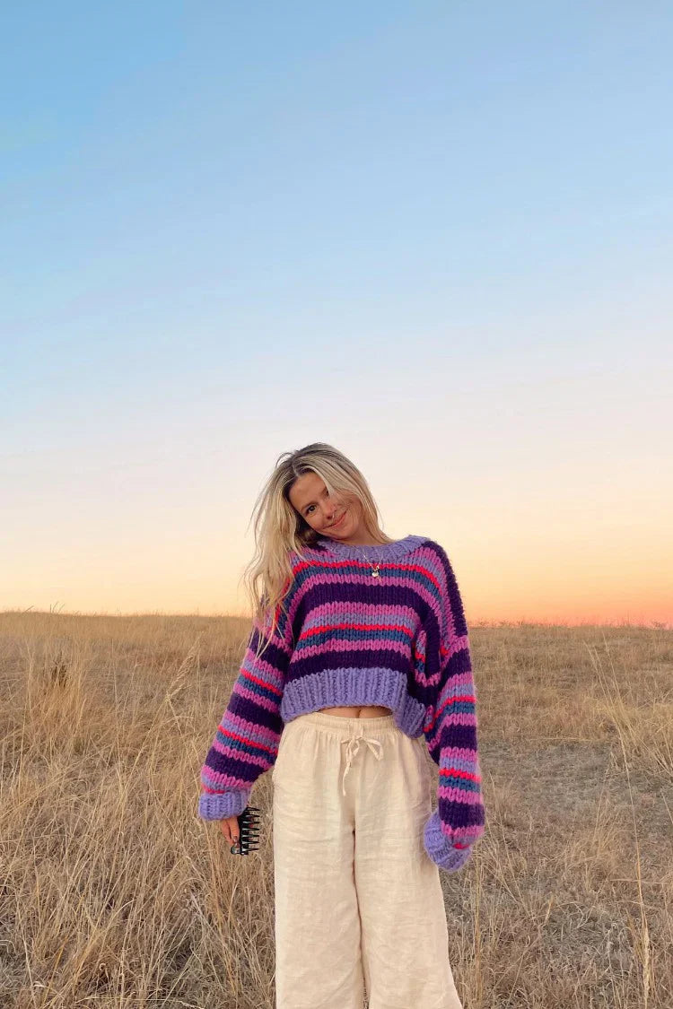 Belmont Stripe Sweater Purple