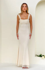 Beverley Cream Mesh Maxi Dress