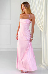 Blaise Pink Satin Maxi Dress