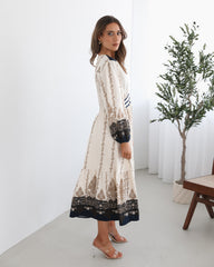 Braelynn White Print Dress | Women's Printed Midi Dress