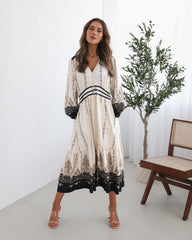 Braelynn White Print Dress | Women's Printed Midi Dress