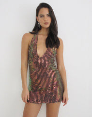 Codamo Mini Dress in Sequin Knit Dark Brown