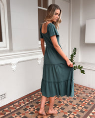 Celie Dress - Deep Green | Women's Linen Midi Dress