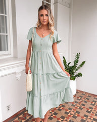 Celie Dress Sage | Women's Linen Midi Dress