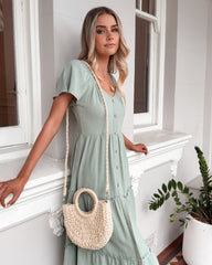 Celie Dress Sage | Women's Linen Midi Dress