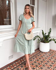 Celie Dress Sage | Women's Linen Midi Dress