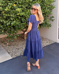 Celie Dress - Navy | Women's Linen Midi Dress
