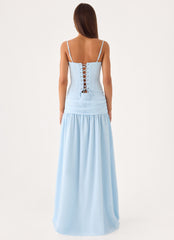 Clemence Bustier Maxi Dress - Blue