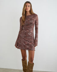 Dasa Mini Dress in Oversize Snake Skin