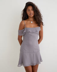 Dinanti Mini Dress in Chiffon Lilac Grey