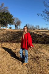 Delvey Red Chunky Knit Sweater
