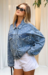 Denim Dazzle Pearl Mid Wash Denim Jacket