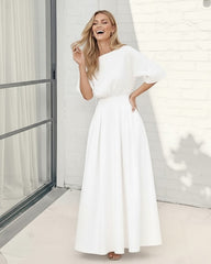 Emmanuelle White Dress | Women's One Shoulder Maxi Dress