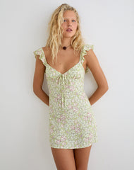 Gadisa Mini Dress in Blooming Lily Green
