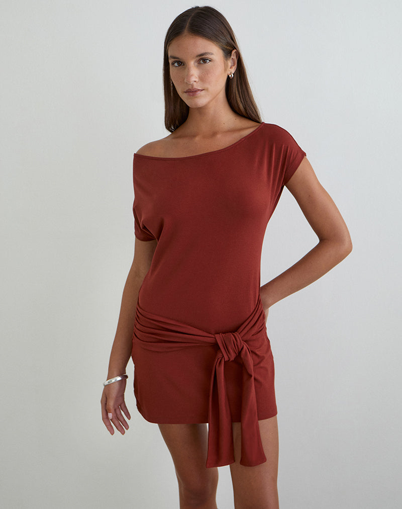 Genya Mini Dress in Jersey Fired Brick