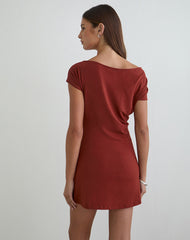 Genya Mini Dress in Jersey Fired Brick