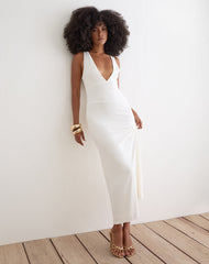 Georgina Maxi Dress in Cupro Off White