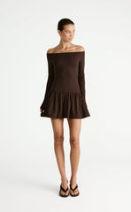 Yanna Long Sleeve Mini Dress (Chocolate)