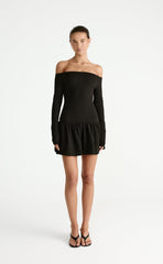 Yanna Long Sleeve Mini Dress (Black)
