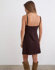 Gustin Mini Dress with Flower Ring in Bitter Chocolate