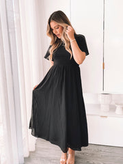 Iolana Dress - Black | Women's Smock Midi Dress