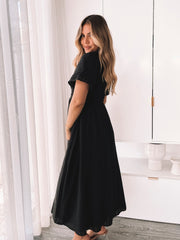Iolana Dress - Black | Women's Smock Midi Dress