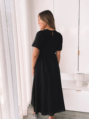 Iolana Dress - Black | Women's Smock Midi Dress
