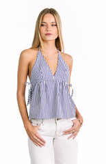 Imee Blue Striped Top