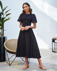 Iolana Dress - Black | Women's Smock Midi Dress