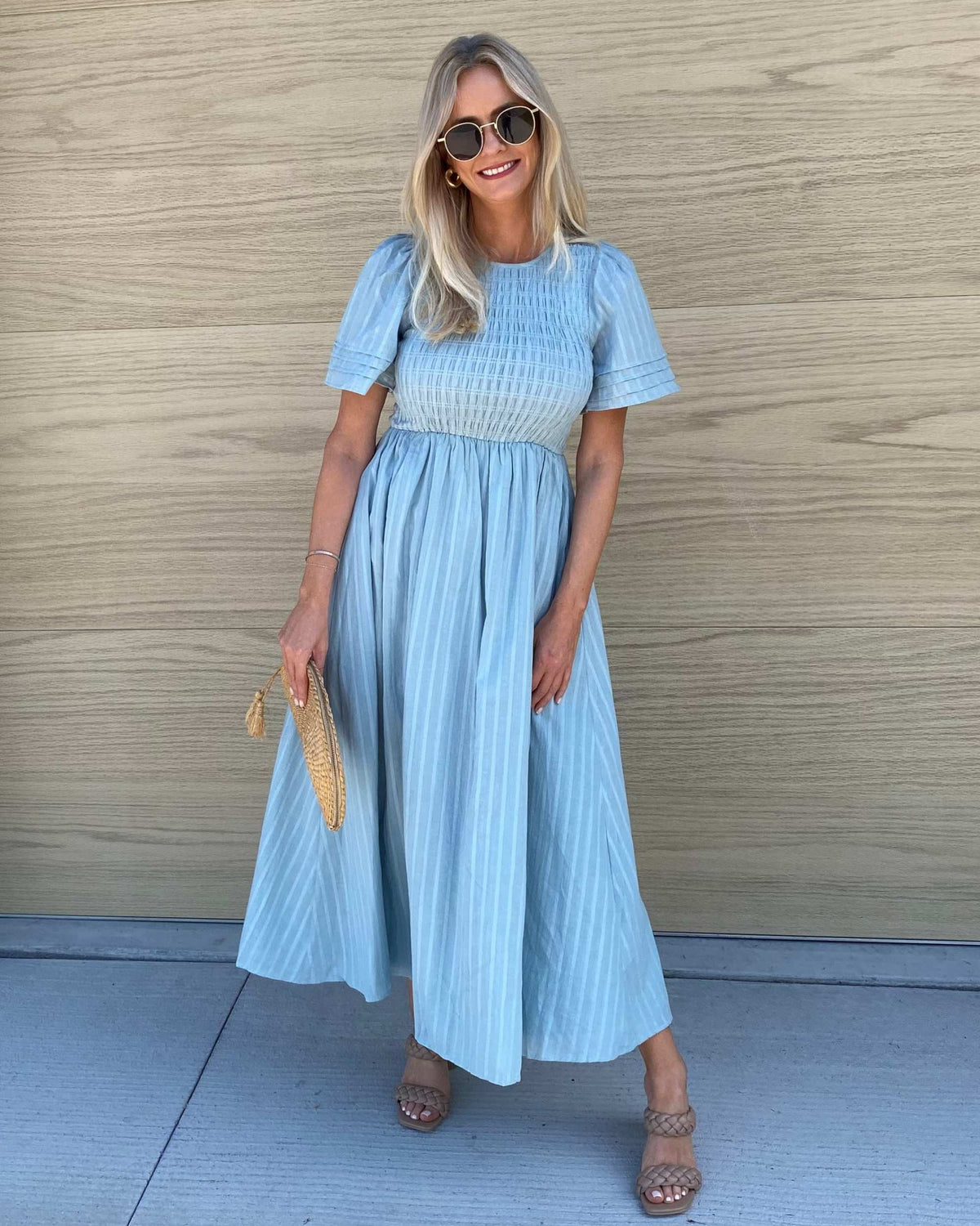 Iolana dress - Sage | Women's Cotton Smock Midi Dress