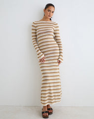 Jadie Long Sleeve Maxi Dress in Knit Tonal Stripe
