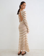 Jadie Long Sleeve Maxi Dress in Knit Tonal Stripe