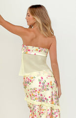 Jacqulin Yellow Bloom Strapless Top