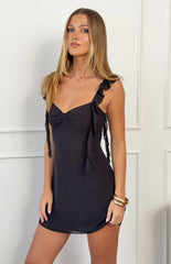Joyce Black Chiffon Mini Dress