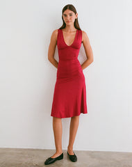 Laluma Midi Dress in Adrenaline Red