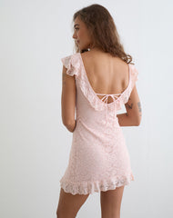 Lanaila Mini Dress in Lace Soft Pink